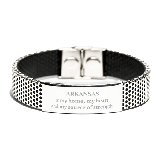 Arkansas is my home Gifts, Lovely Arkansas Birthday Christmas Stainless Steel Bracelet For People from Arkansas, Men, Women, Friends - Mallard Moon Gift Shop