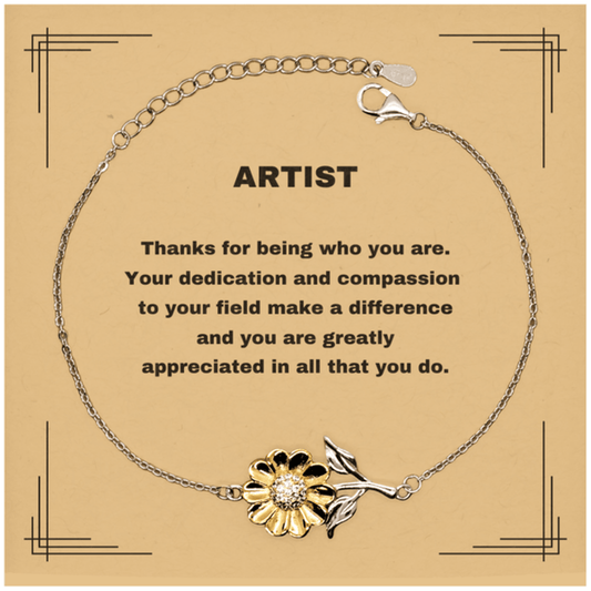 Artist Sunflower Bracelet - Thanks for being who you are - Birthday Christmas Jewelry Gifts Coworkers Colleague Boss - Mallard Moon Gift Shop