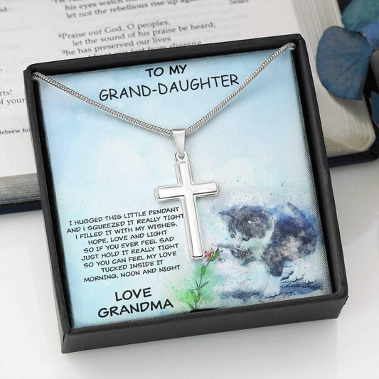 Personalized Granddaughter Cross Pendant Necklace from Grandma - Mallard Moon Gift Shop