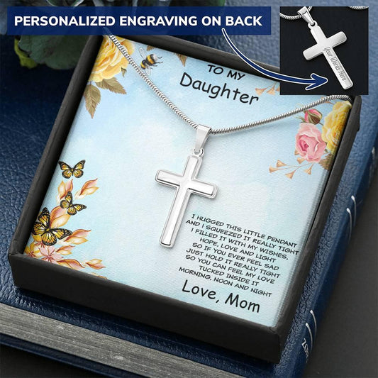 Daughter Personalized Cross Pendant Necklace - Mallard Moon Gift Shop