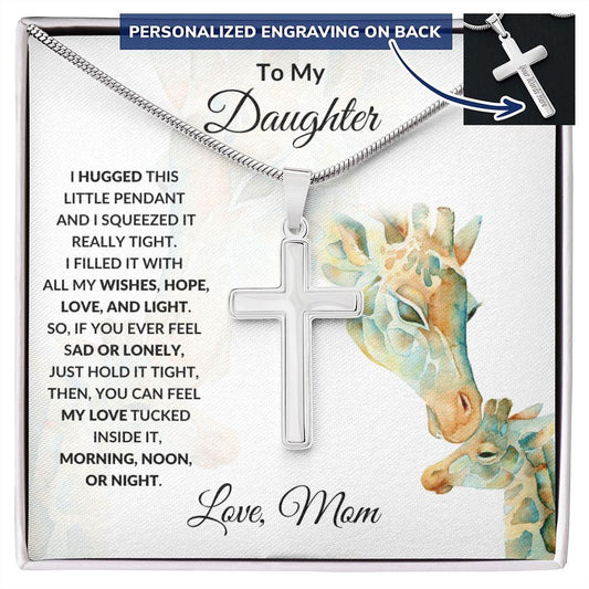 Gift for Daughter Personalized Engraved Cross Necklace - Mallard Moon Gift Shop