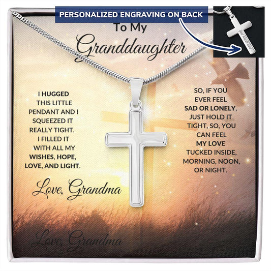 Granddaughter Gift Love Grandma Personalized Cross Pendant - Mallard Moon Gift Shop