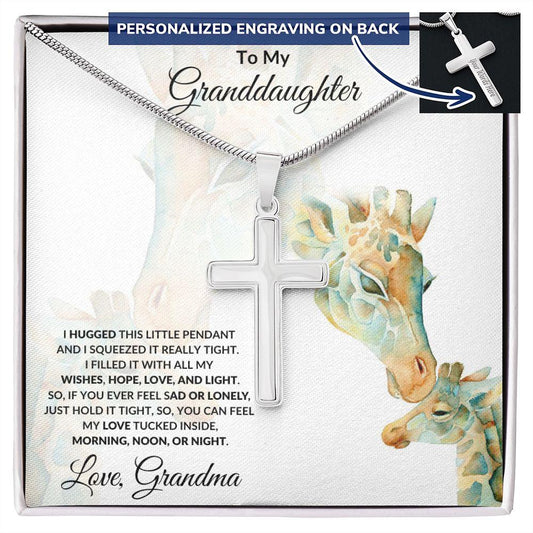 Granddaughter Gift Engraved Cross Necklace - Mallard Moon Gift Shop