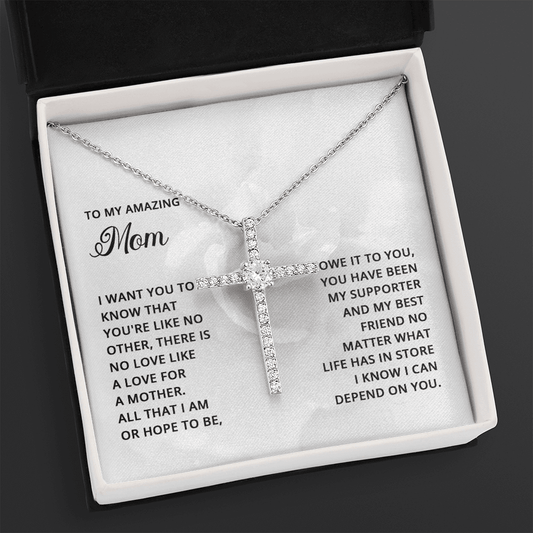 Gift for Mom CZ Cross Necklace - Mallard Moon Gift Shop
