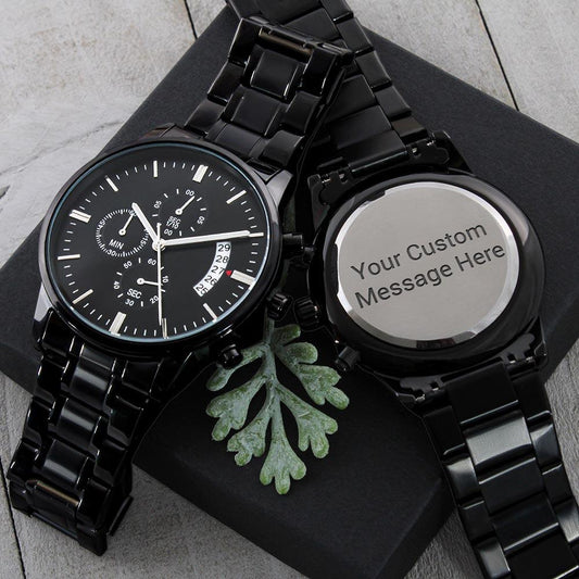 Custom Engrave Black Wrist Watch - Mallard Moon Gift Shop