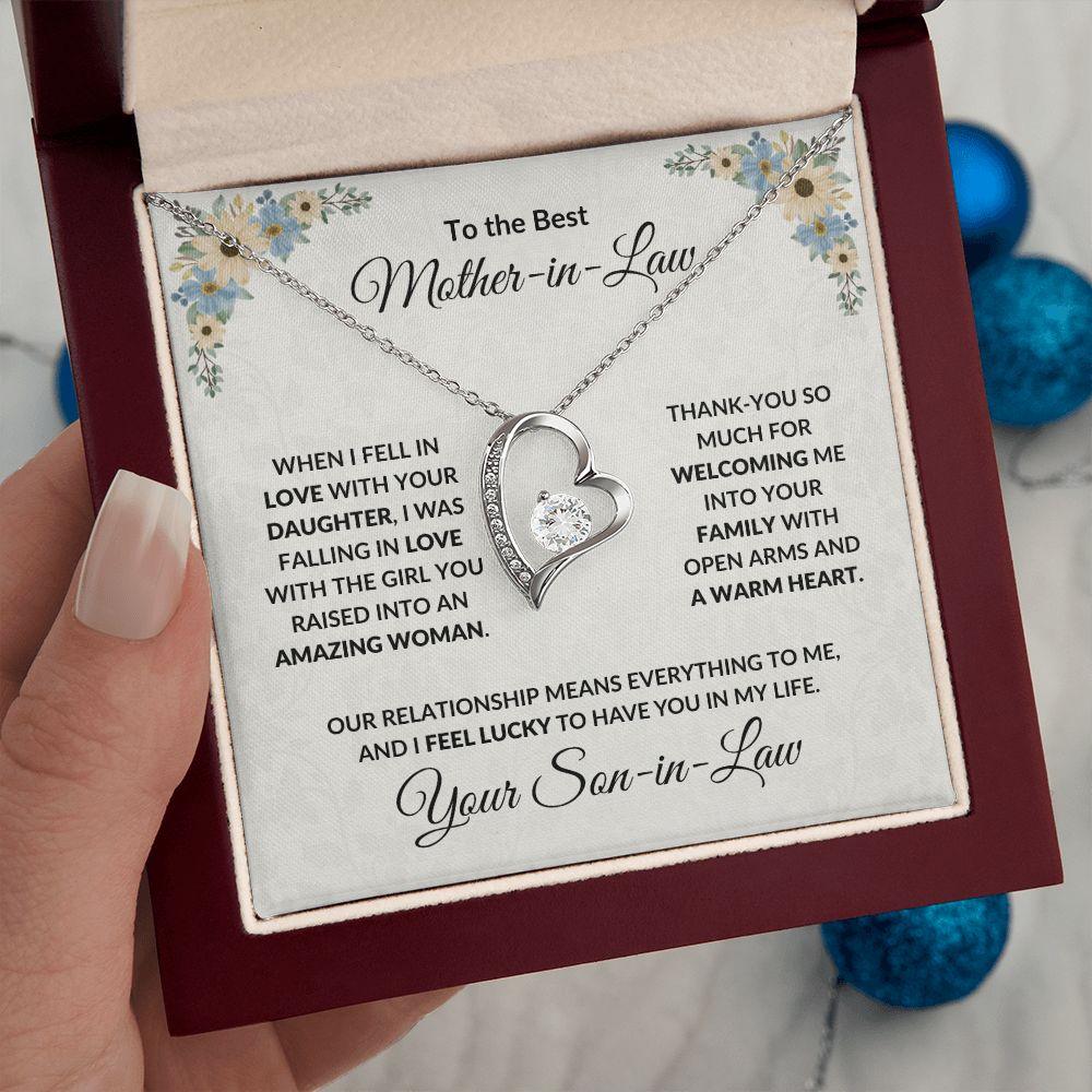 To My Mother-in-law Gift from Son-in-law Forever Love Heart Pendant Necklace - Mallard Moon Gift Shop