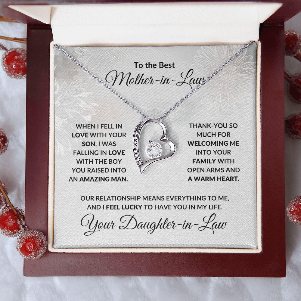 To my Amazing Mother-in-law from Daughter-in-law Forever Love Heart Pendant Necklace - Mallard Moon Gift Shop