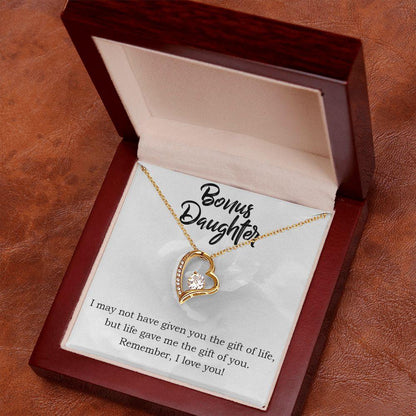 Bonus Daughter Gift of Life Forever Love Heart Pendant Necklace Message Card Gift Box - Mallard Moon Gift Shop