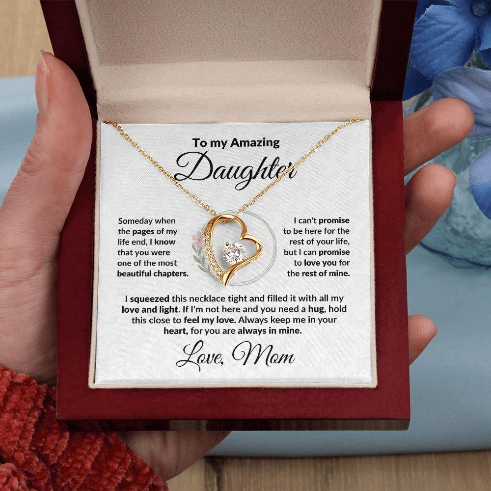To My Amazing Daughter - I Promise - Forever Love Heart Necklace with Message Card and Gift Box - Mallard Moon Gift Shop