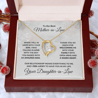 To my Amazing Mother-in-law from Daughter-in-law Forever Love Heart Pendant Necklace - Mallard Moon Gift Shop