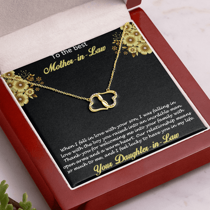 Gift for Mother-in-Law from Daughter-in-Law Gold Heart Pendant Necklace with Real Diamonds Custom Message Card - Mallard Moon Gift Shop