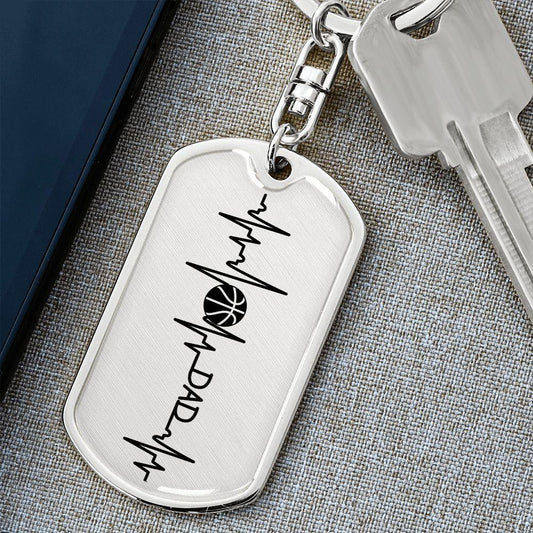 Gift for Dad Basketball Personalized Dog Tag Keychain - Mallard Moon Gift Shop