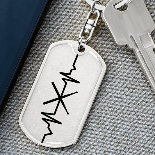 Drumsticks Personalized Engraved Dog Tag Keychain - Mallard Moon Gift Shop