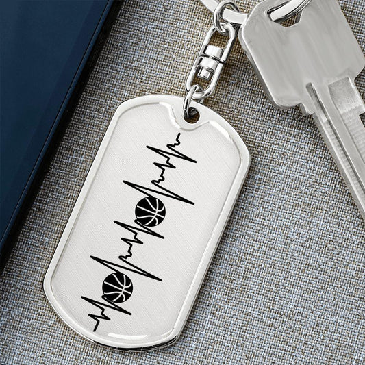 Basketball Personalized Engraved Dog Tag Keychain - Mallard Moon Gift Shop