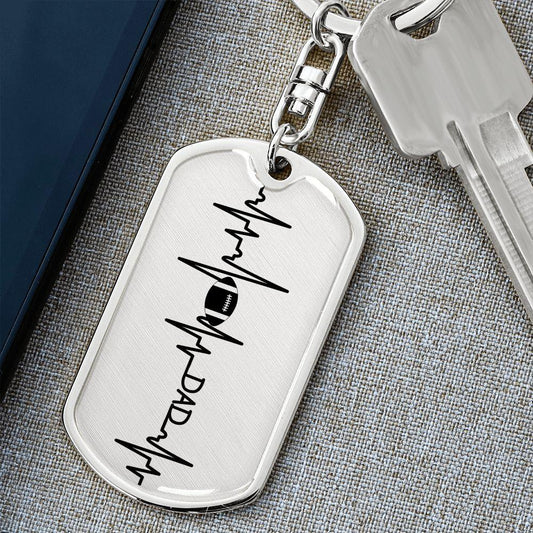 Football Dad Personalized Engraved Dog Tag Keychain - Mallard Moon Gift Shop