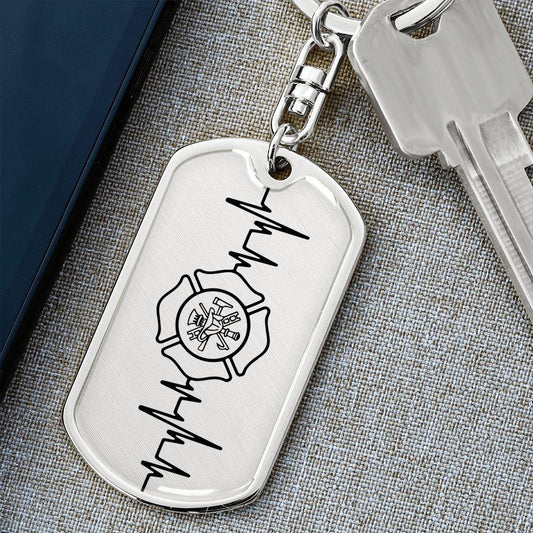Firefighter Personalized Engraved Dog Tag Keychain - Mallard Moon Gift Shop