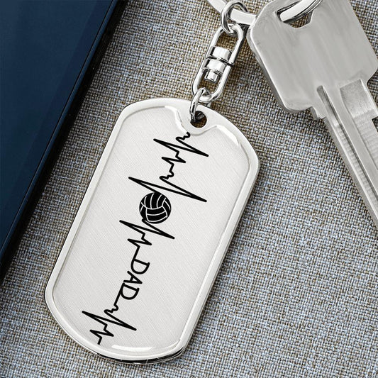 Volleyball Dad Personalized Engraved Dog Tag Keychain - Mallard Moon Gift Shop