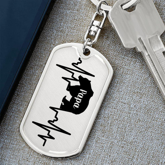 Papa Bear Personalized Engraved Dog Tag Keychain - Mallard Moon Gift Shop