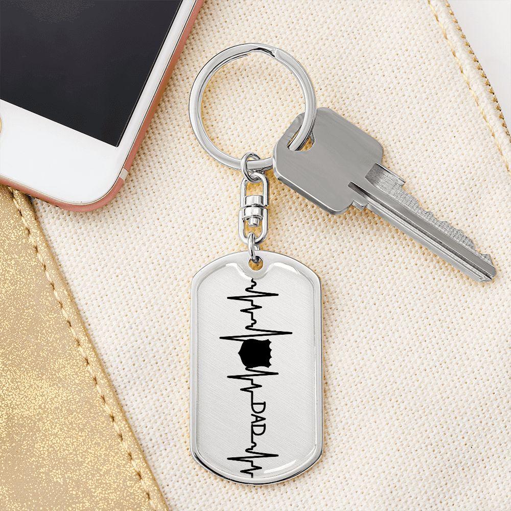 Police Dad Personalized Engraved Dog Tag Keychain - Mallard Moon Gift Shop