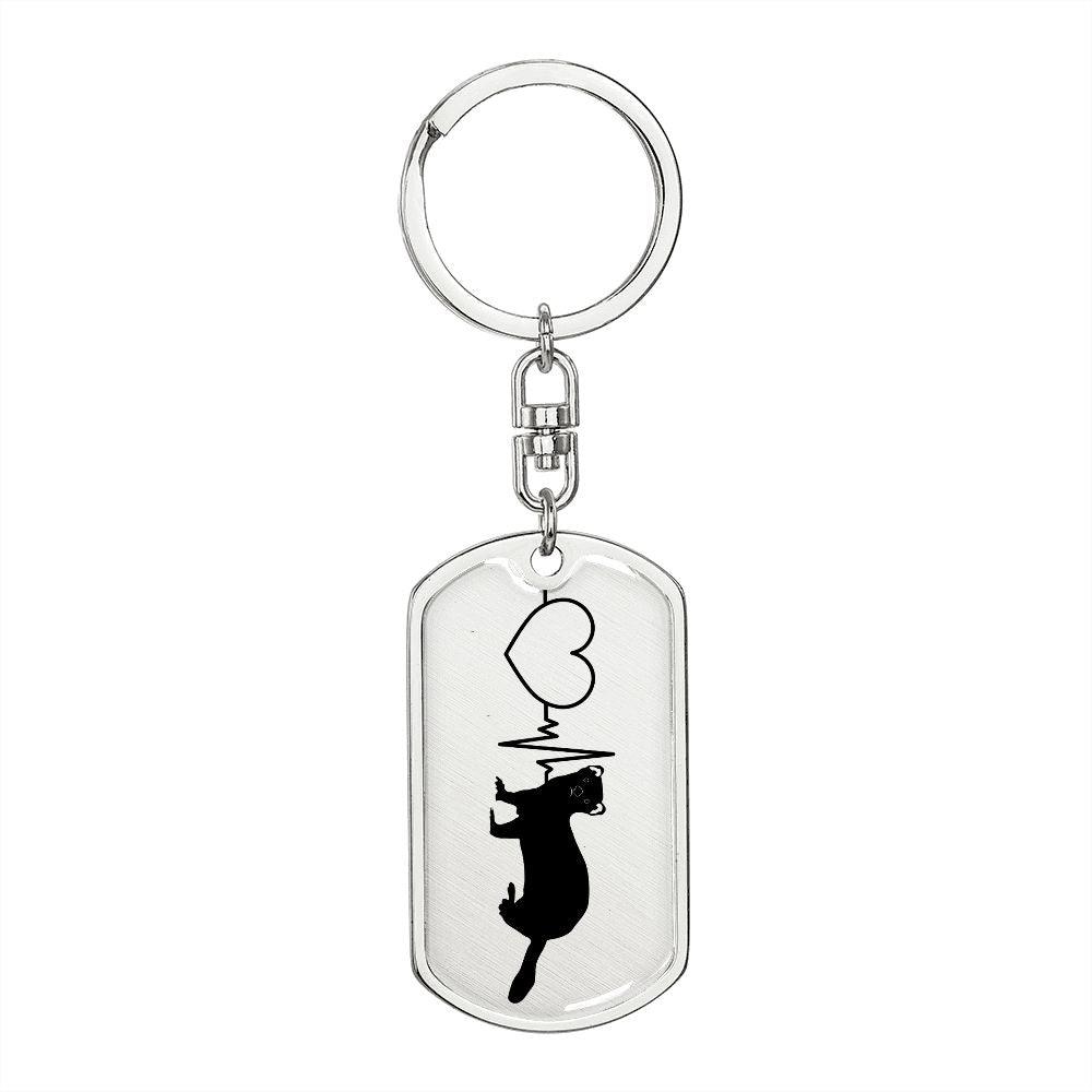 Ferret Love Personalized Engraved Dog Tag Keychain - Mallard Moon Gift Shop