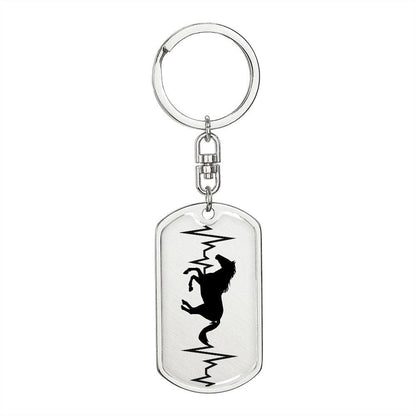 Horse Heartbeat Personalized Engraved Dog Tag Keychain - Mallard Moon Gift Shop