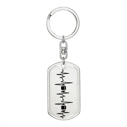 Football Heartbeat Personalized Engraved Dog Tag Keychain - Mallard Moon Gift Shop