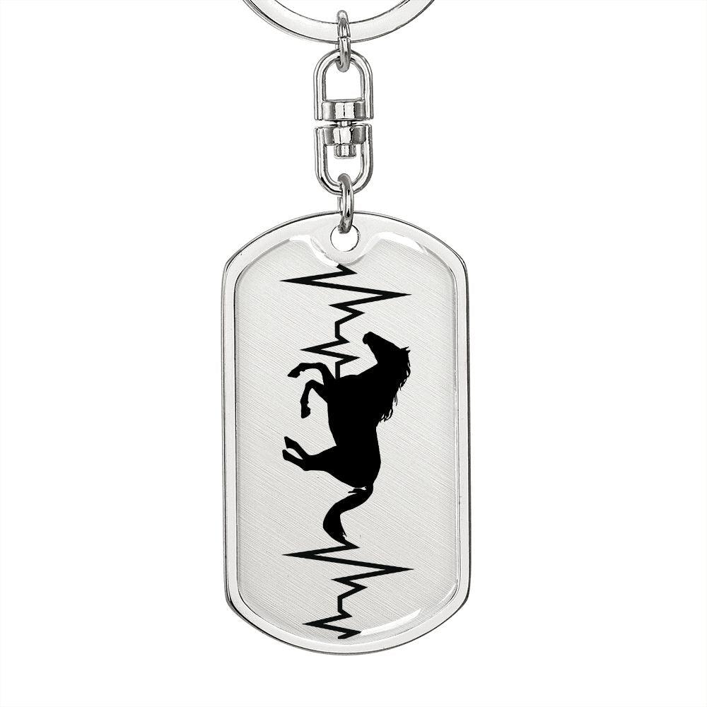 Horse Heartbeat Personalized Engraved Dog Tag Keychain - Mallard Moon Gift Shop