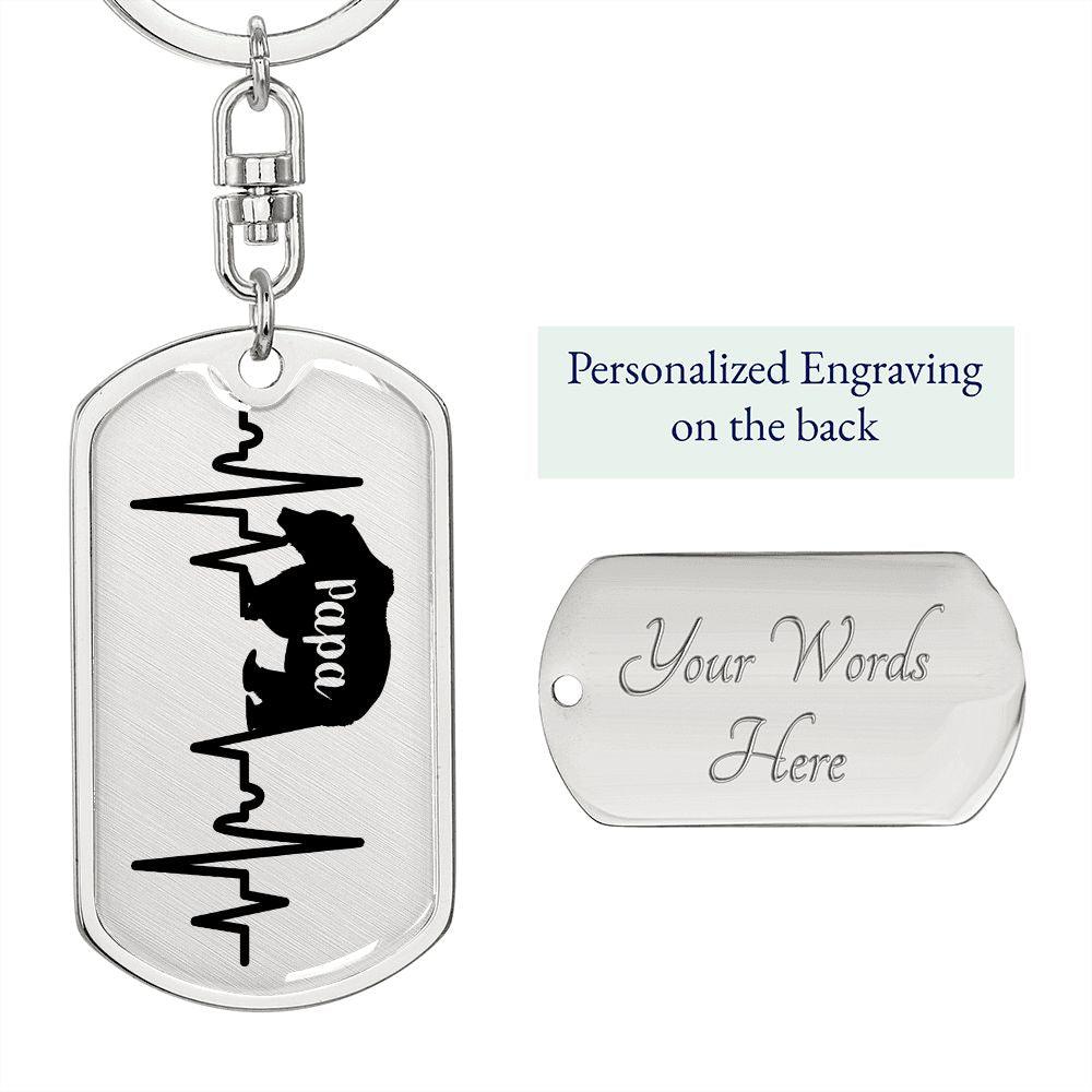 Papa Bear Personalized Engraved Dog Tag Keychain - Mallard Moon Gift Shop