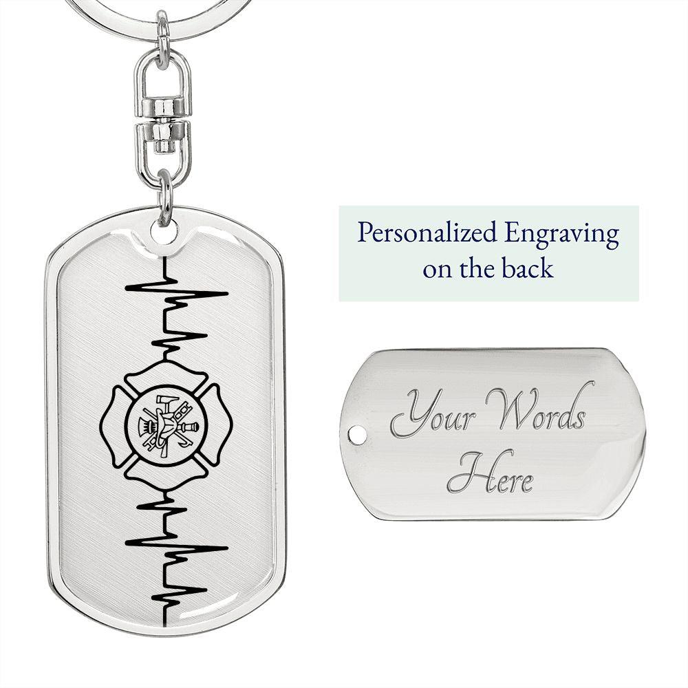 Firefighter Personalized Engraved Dog Tag Keychain - Mallard Moon Gift Shop