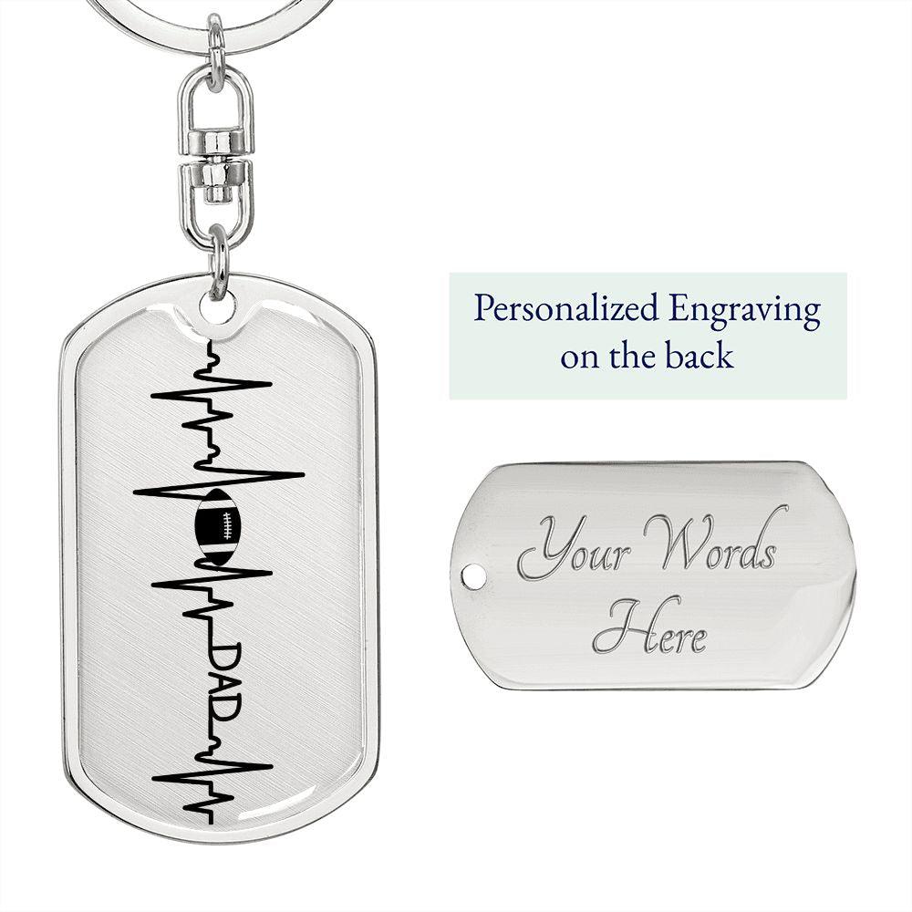 Football Dad Personalized Engraved Dog Tag Keychain - Mallard Moon Gift Shop