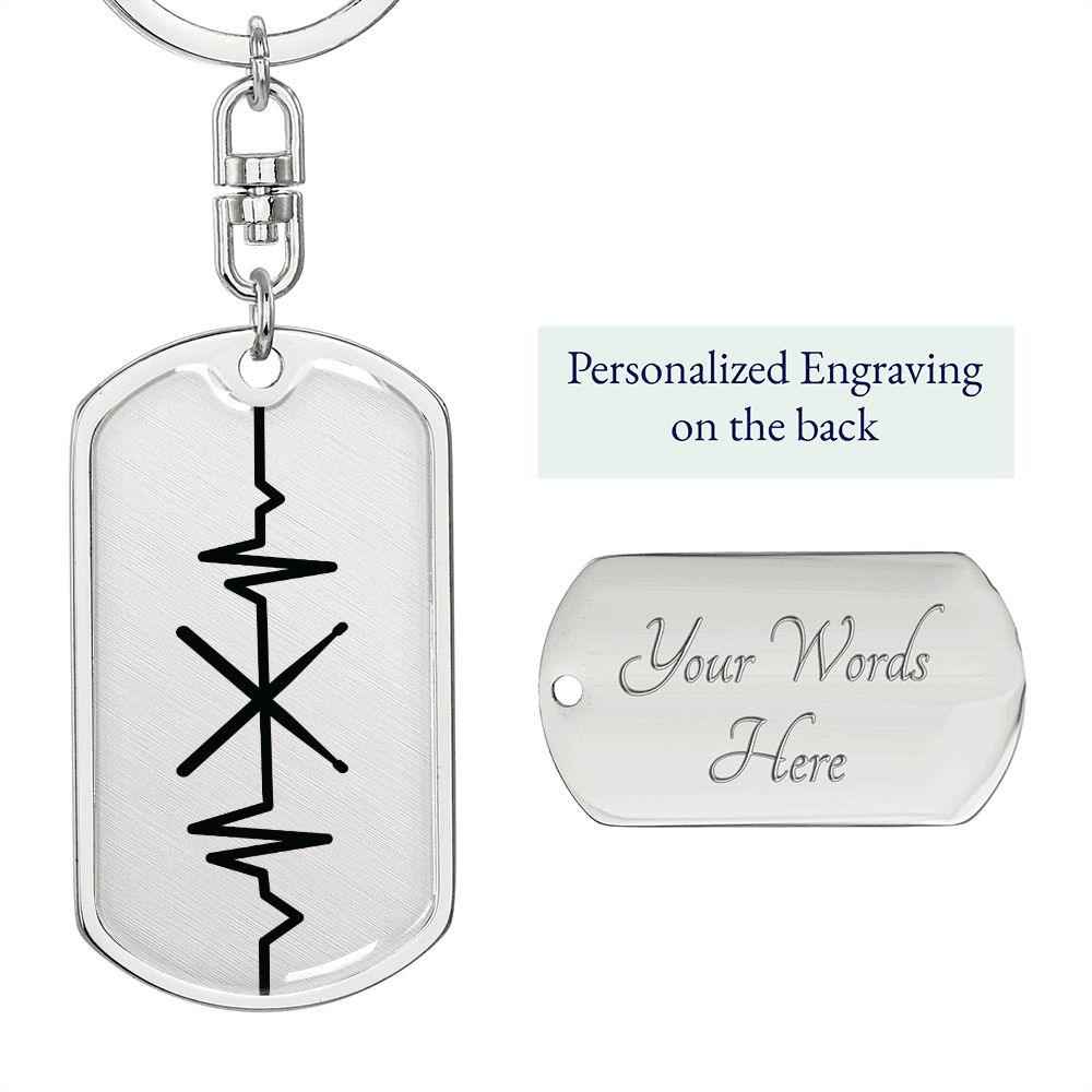 Drumsticks Personalized Engraved Dog Tag Keychain - Mallard Moon Gift Shop