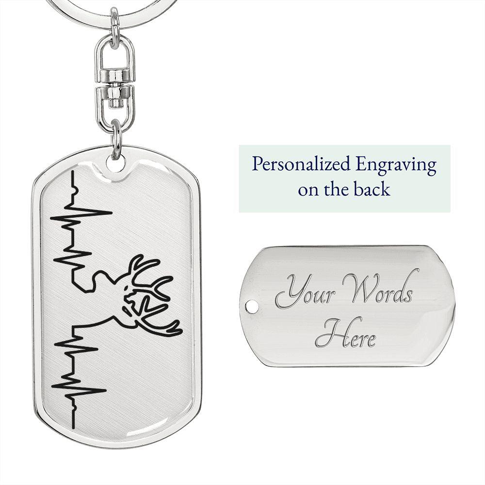 Deer Personalized Engraved Dog Tag Keychain - Mallard Moon Gift Shop