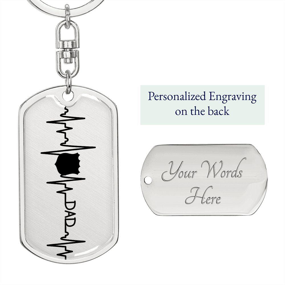 Police Dad Personalized Engraved Dog Tag Keychain - Mallard Moon Gift Shop