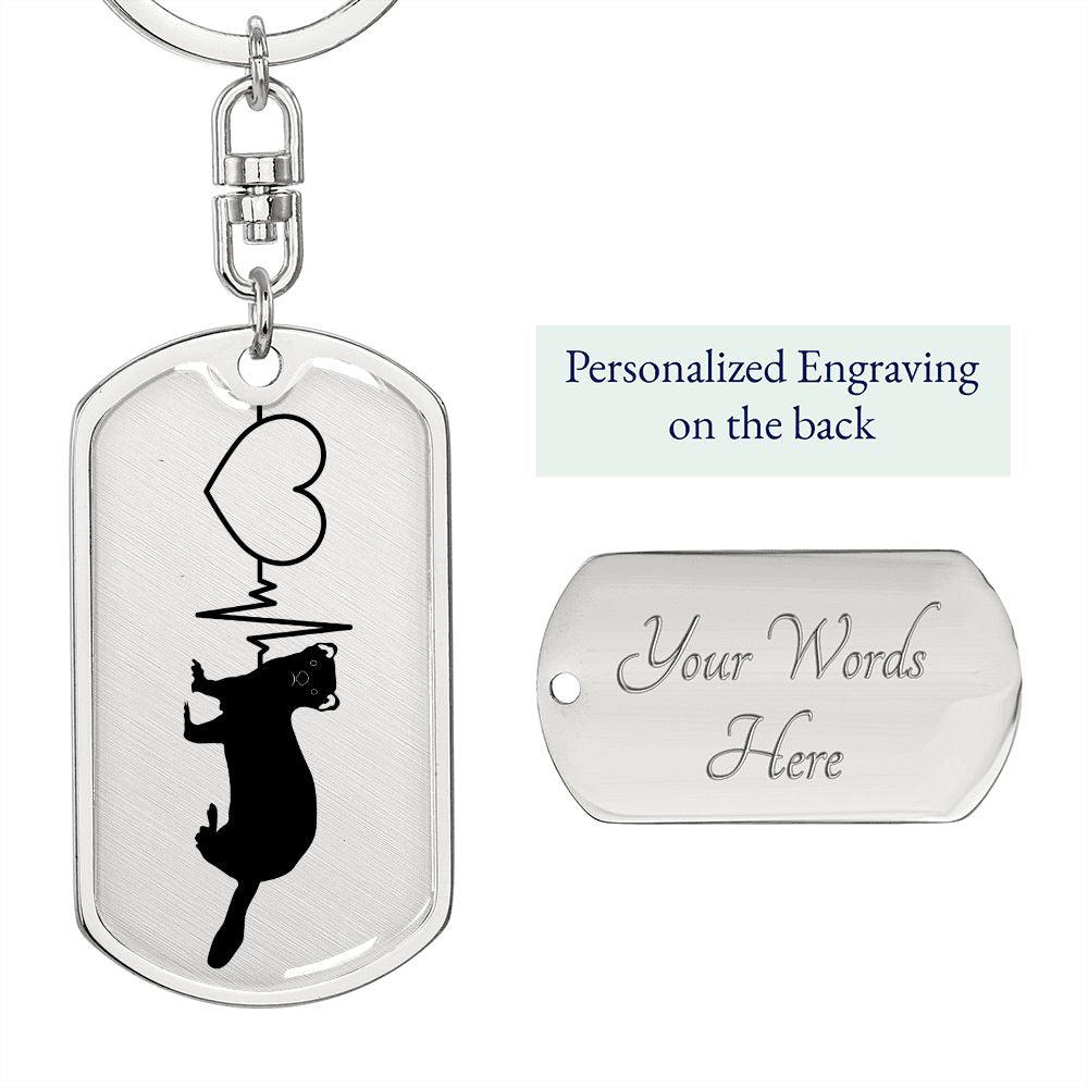 Ferret Love Personalized Engraved Dog Tag Keychain - Mallard Moon Gift Shop