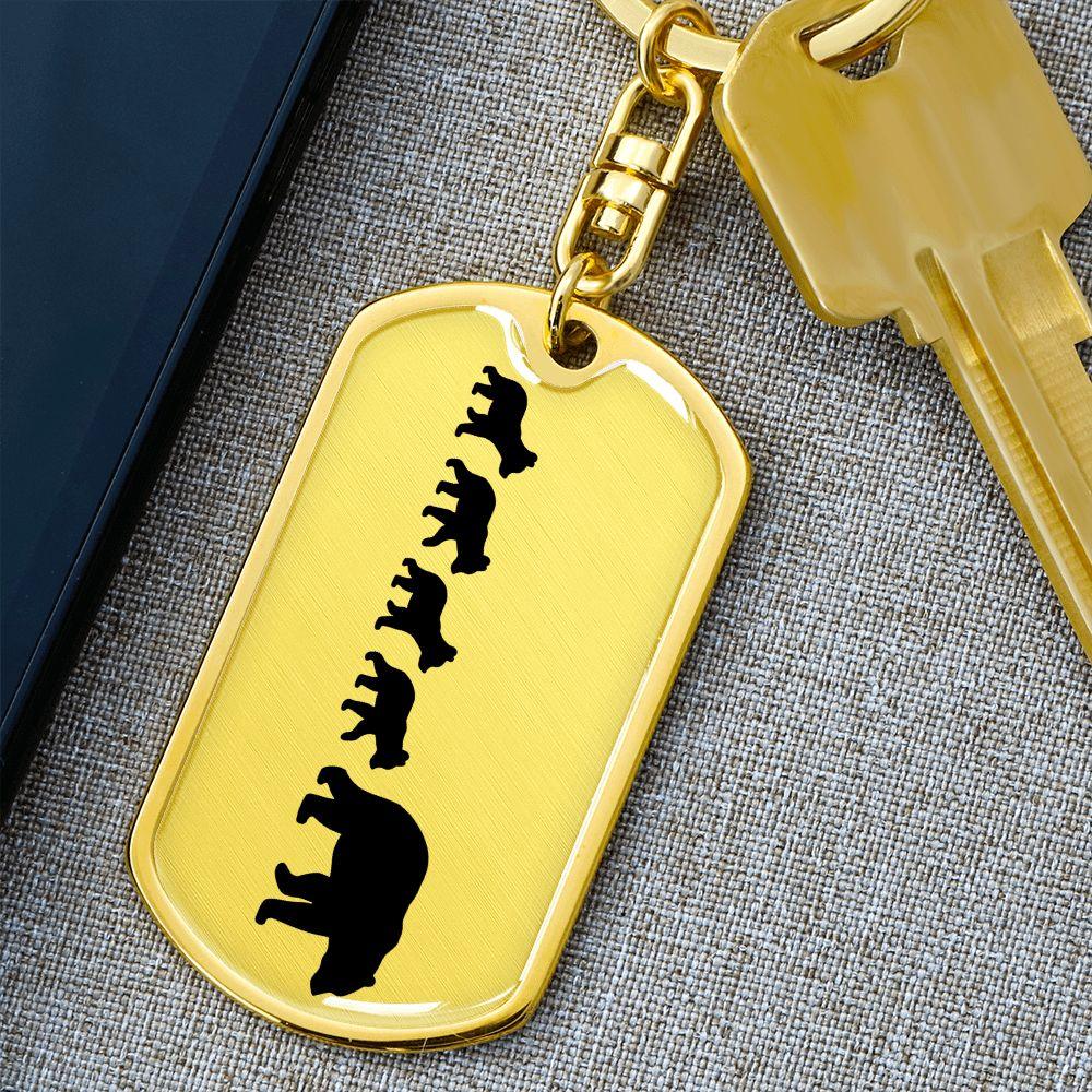 Papa Bear with Four Cubs Personalized Engraved Dog Tag Keychain - Mallard Moon Gift Shop