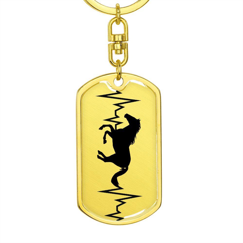 Horse Heartbeat Personalized Engraved Dog Tag Keychain - Mallard Moon Gift Shop