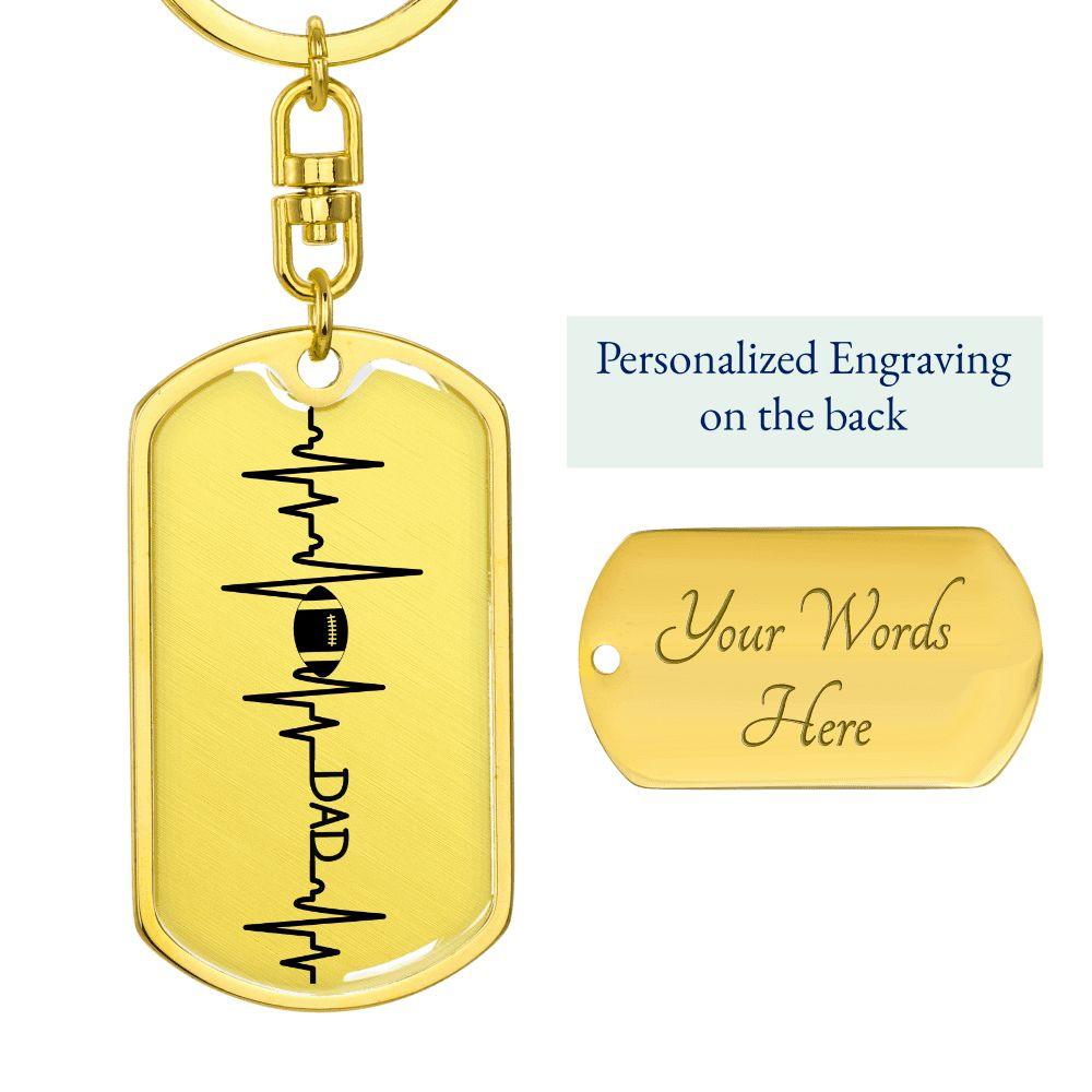 Football Dad Personalized Engraved Dog Tag Keychain - Mallard Moon Gift Shop