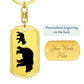 Papa Bear with Cub Engraved Dog Tag Keychain - Mallard Moon Gift Shop