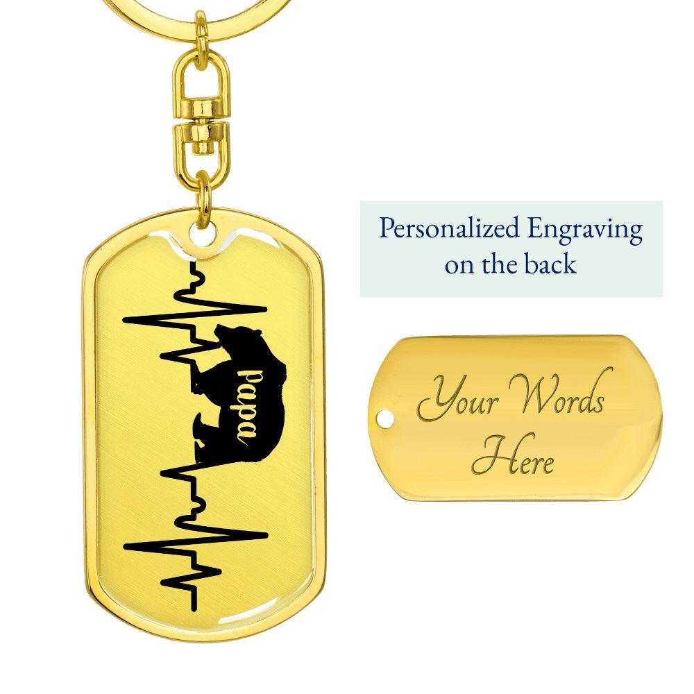 Papa Bear Personalized Engraved Dog Tag Keychain - Mallard Moon Gift Shop