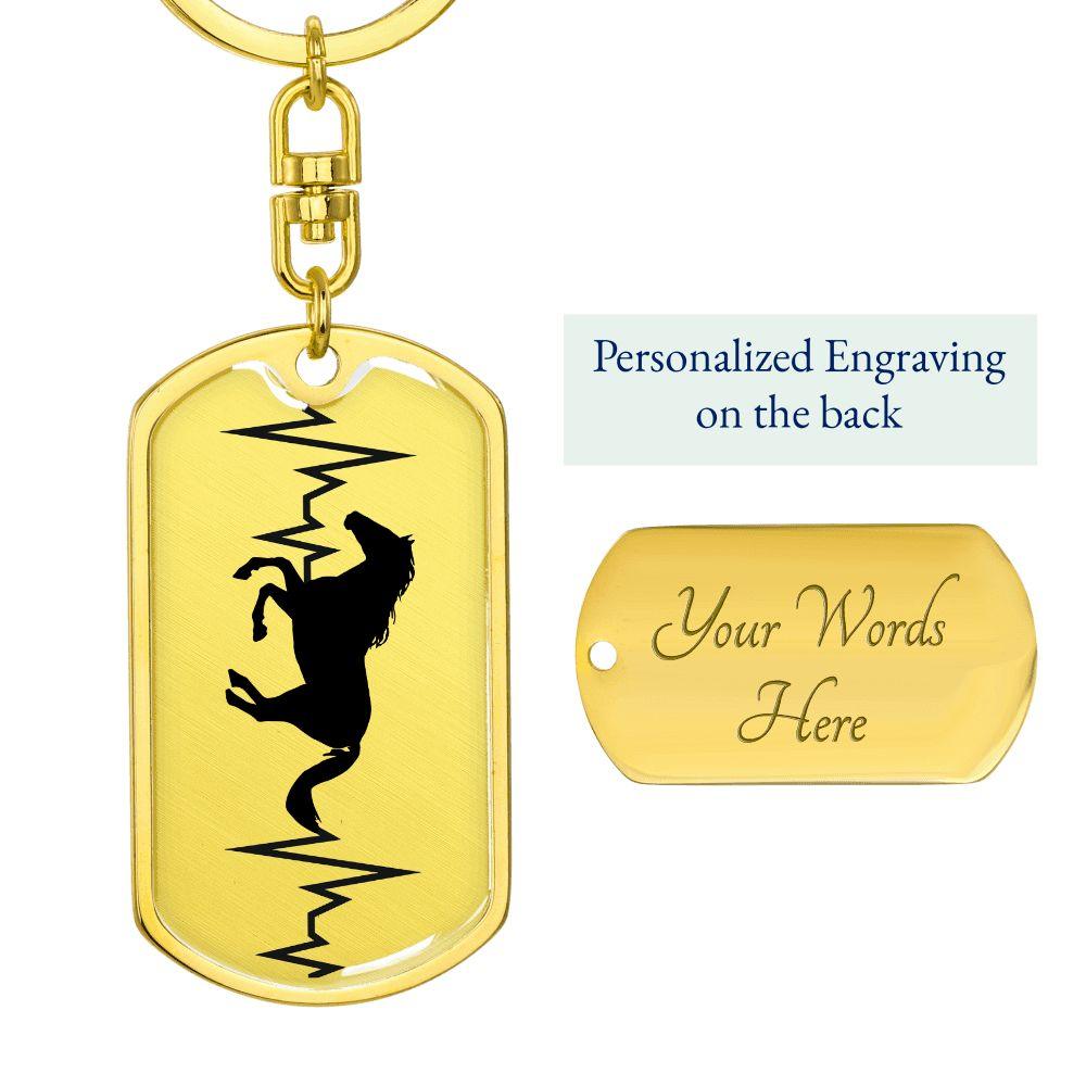 Horse Heartbeat Personalized Engraved Dog Tag Keychain - Mallard Moon Gift Shop