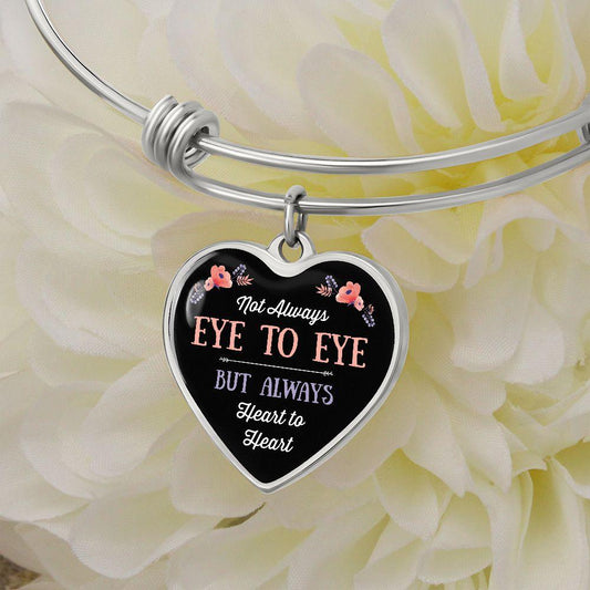Personalized Heart Bangle Bracelet - Not Always Eye to Eye - Mallard Moon Gift Shop