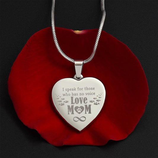 Dog Mom Engraved Heart Necklace - Mallard Moon Gift Shop