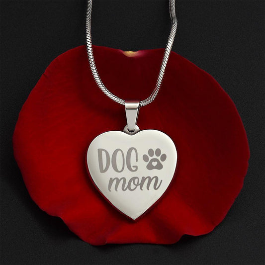 Dog Mom Personalized Engraved Heart Necklace - Mallard Moon Gift Shop
