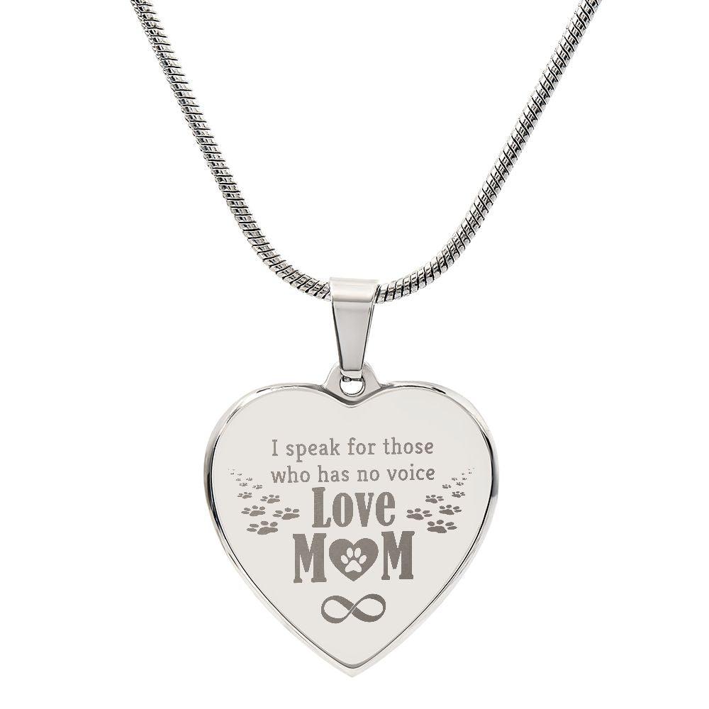 Dog Mom Engraved Heart Necklace - Mallard Moon Gift Shop