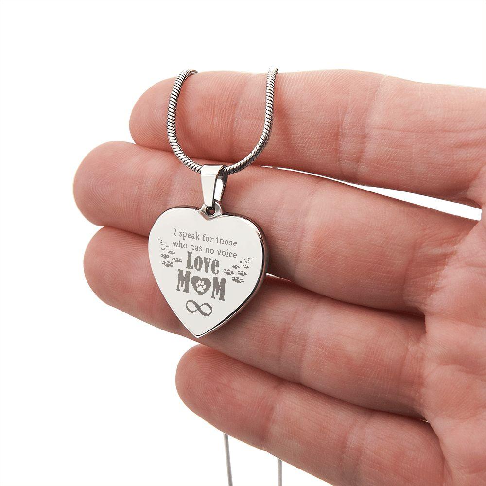 Dog Mom Engraved Heart Necklace - Mallard Moon Gift Shop