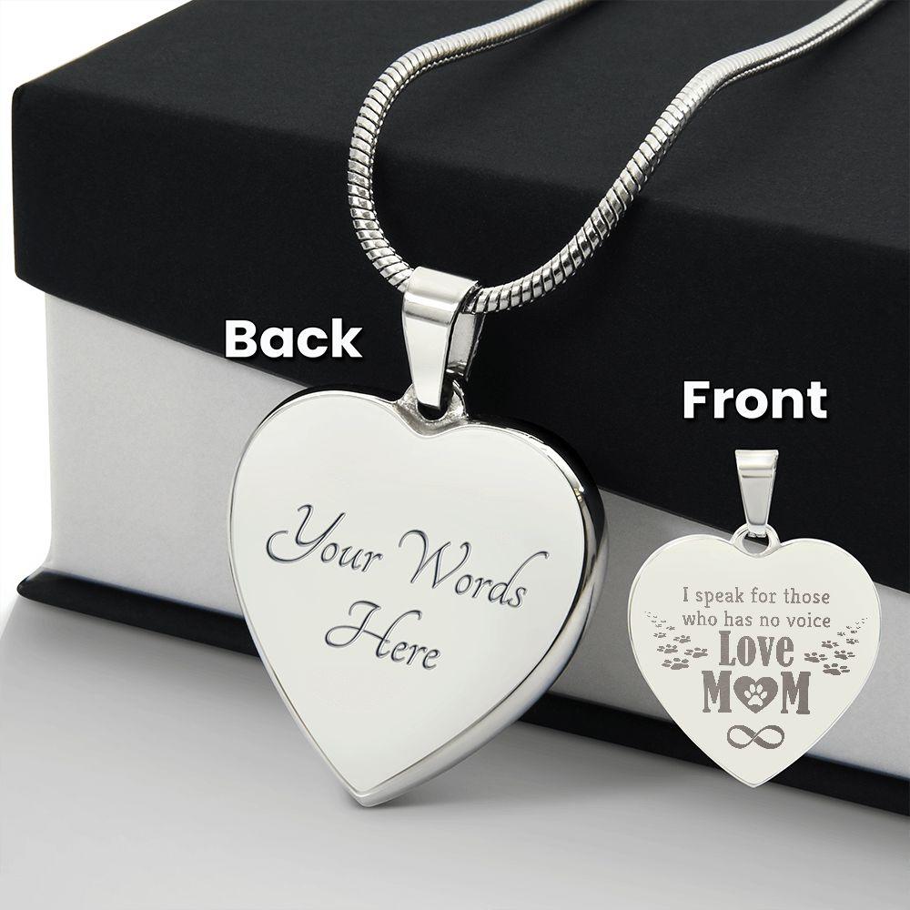 Dog Mom Engraved Heart Necklace - Mallard Moon Gift Shop