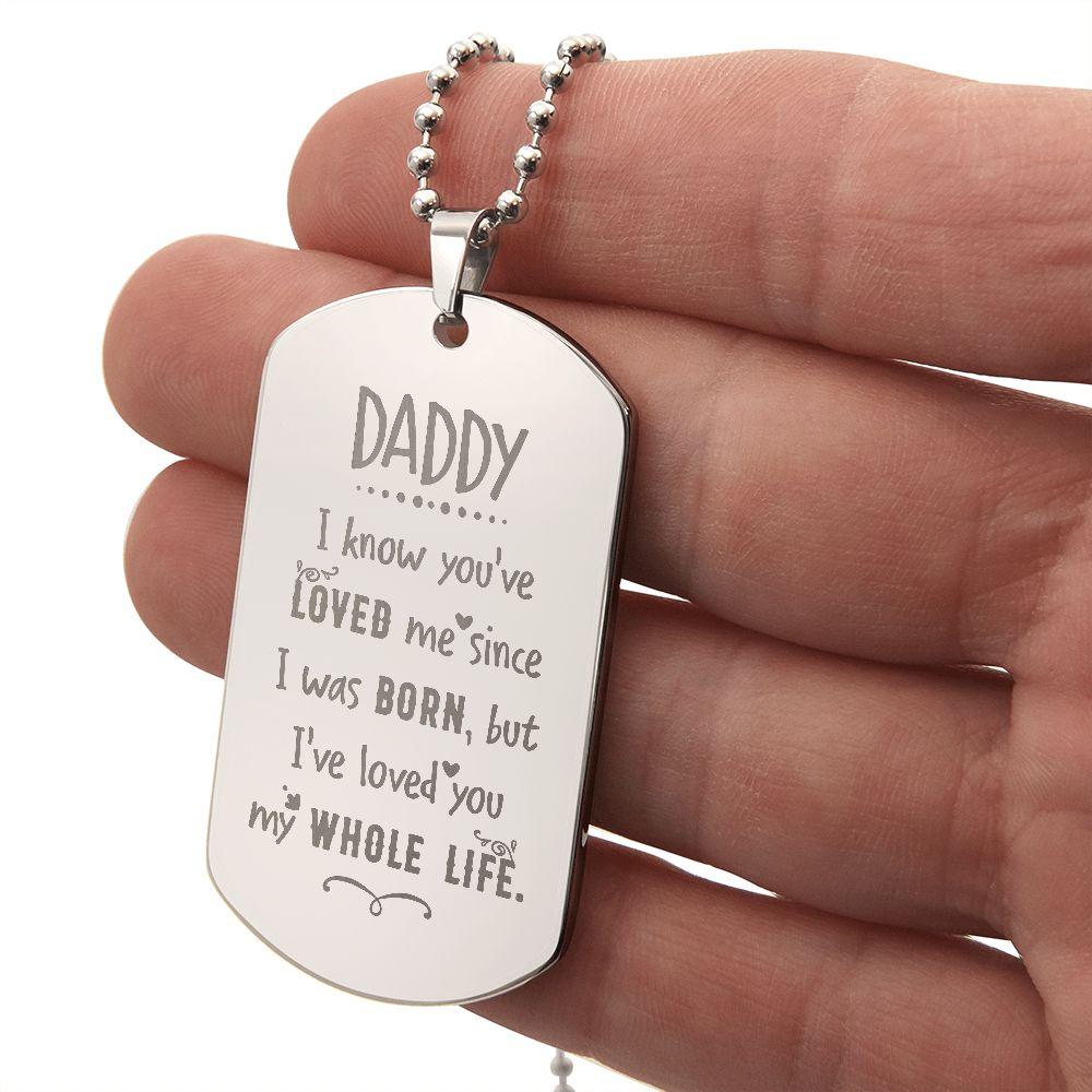 Gift For Dad Engraved Dog Tag Necklace - Mallard Moon Gift Shop