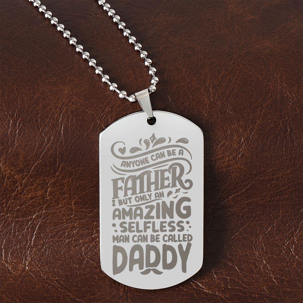 Gift for Dad - Personalized Engraved Dog Tag Necklace - Mallard Moon Gift Shop