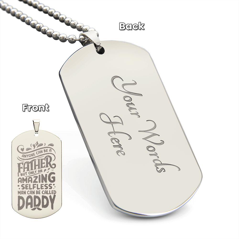 Gift for Dad - Personalized Engraved Dog Tag Necklace - Mallard Moon Gift Shop