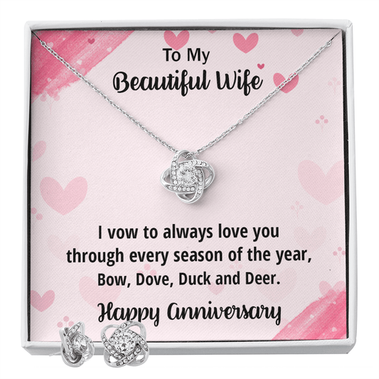 Anniversary Gift for Beautiful Wife from a Hunter Husband CZ Necklace and Earring Set - Mallard Moon Gift Shop